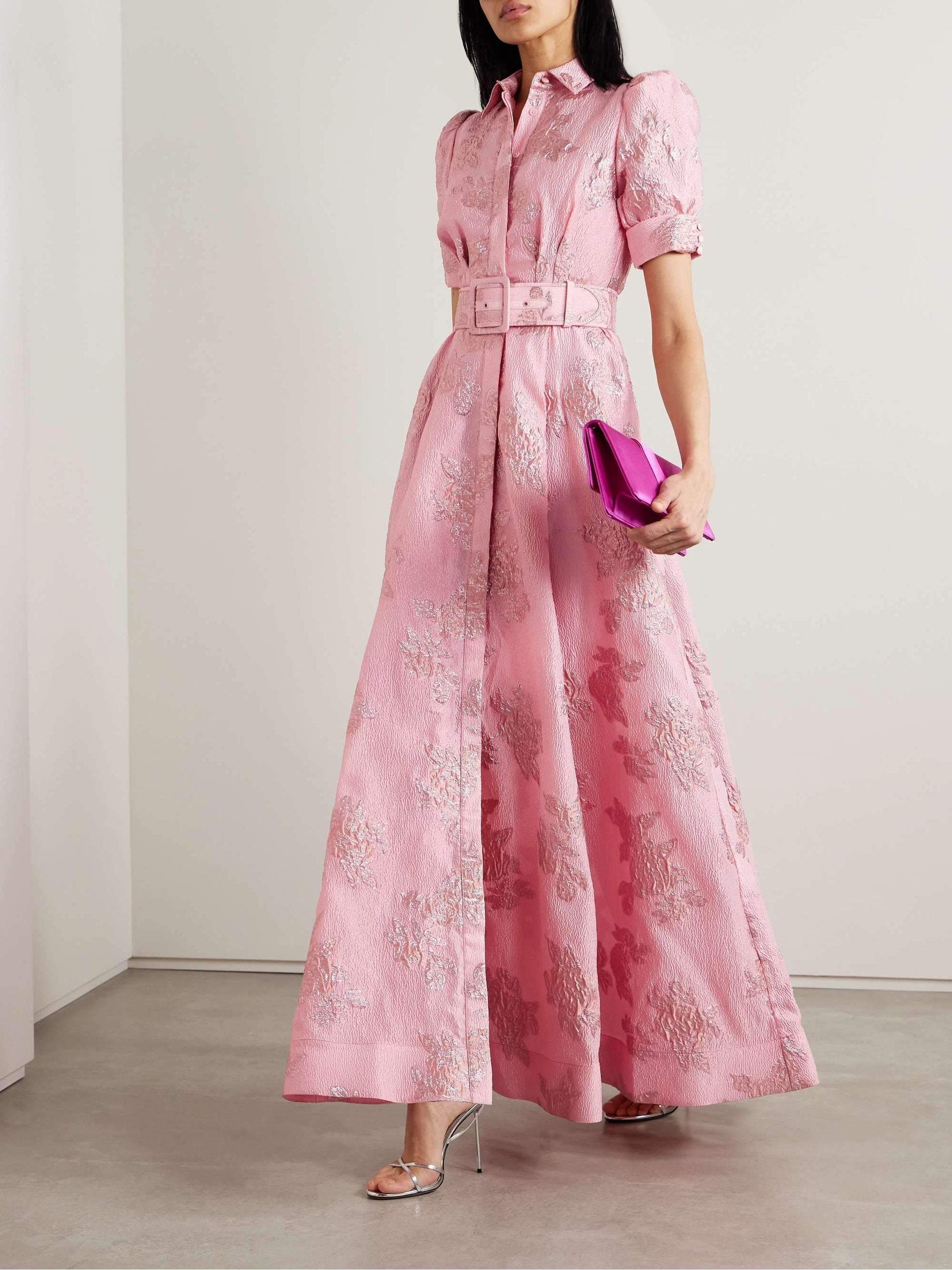 Floral belted midi dress full-length view