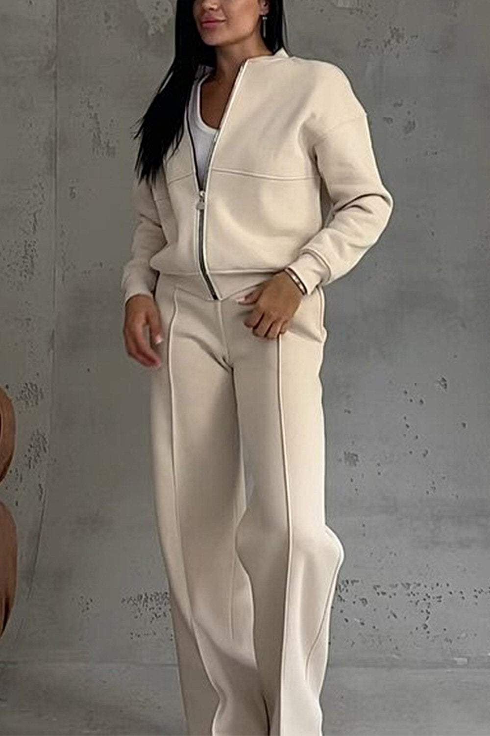 Maelle | Oversized Zip-Up Sweatshirt & Jogger Pants Set