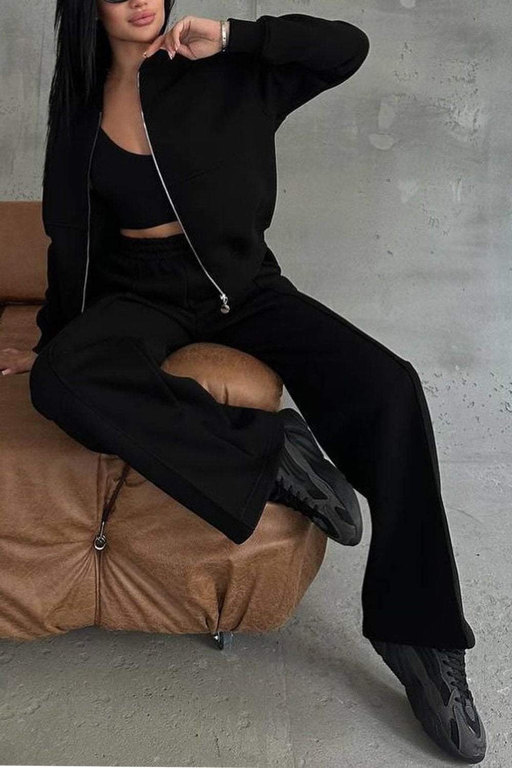 Maelle | Oversized Zip-Up Sweatshirt & Jogger Pants Set