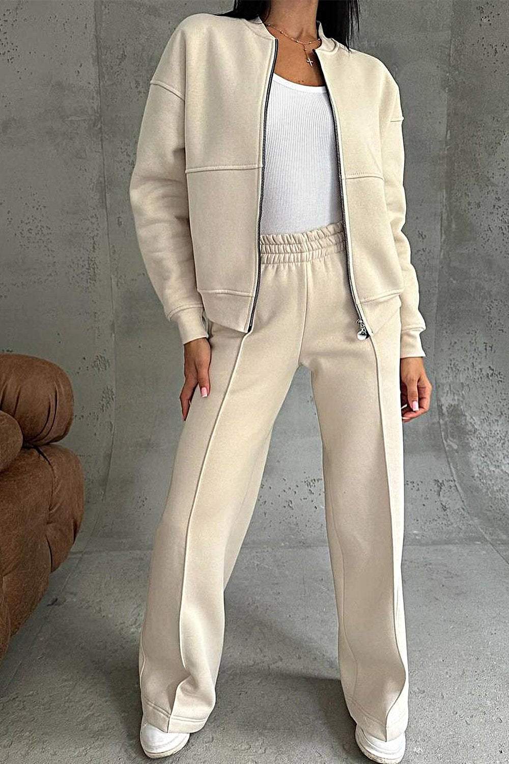 Maelle | Oversized Zip-Up Sweatshirt & Jogger Pants Set