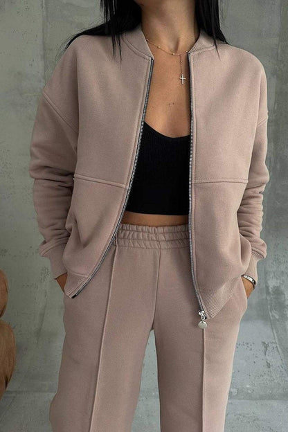 Maelle | Oversized Zip-Up Sweatshirt & Jogger Pants Set