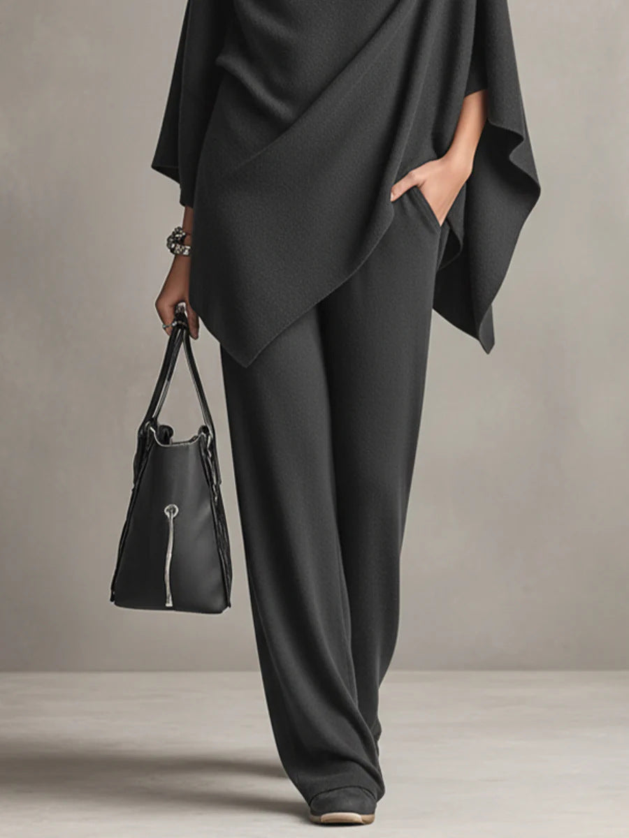 Poncho top & wide-leg pants set, view 7
