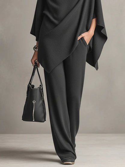Poncho top & wide-leg pants set, view 7
