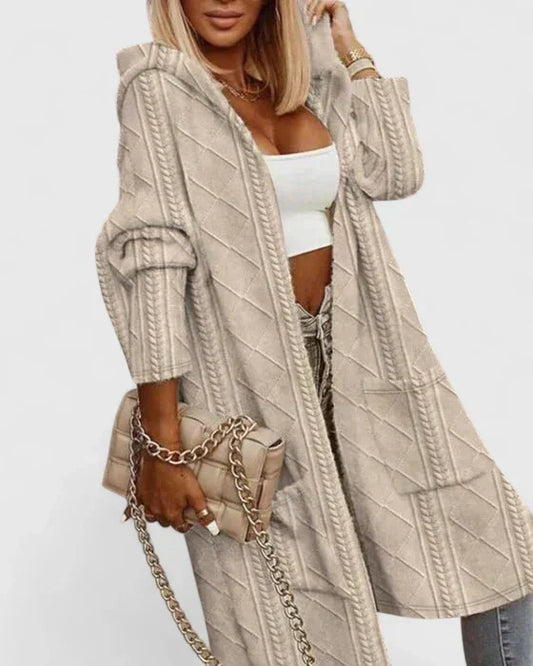 Ninon women's longline hooded open-front cardigan