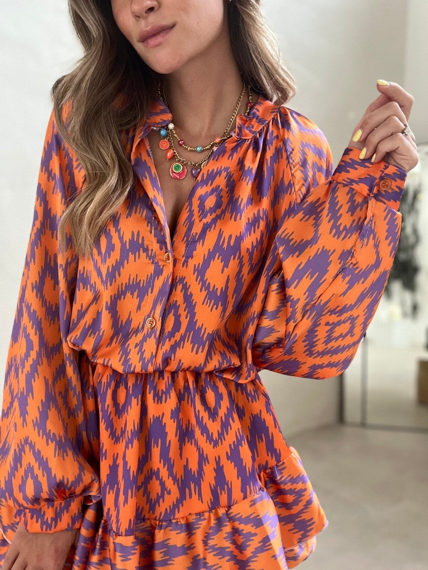 Delphina boho mini dress styled view