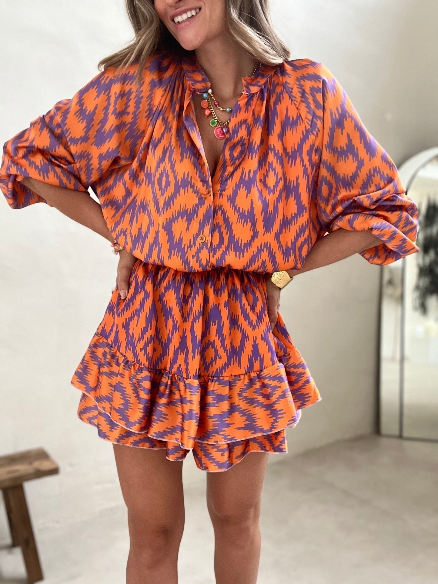 Delphina boho mini dress side view