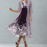 Liana | Three-Quarter Sleeve Floral A-Line Midi Dress