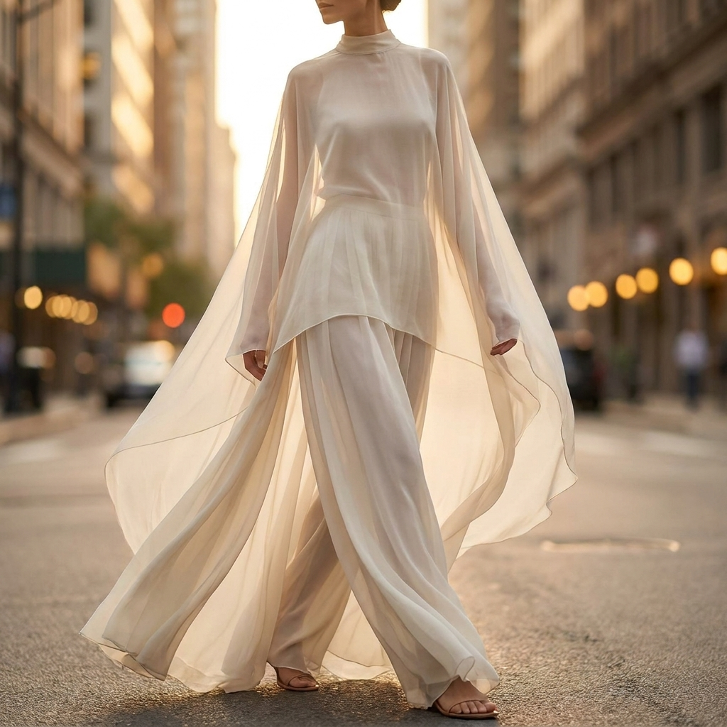 Cape-sleeve pleated maxi dress, view 2