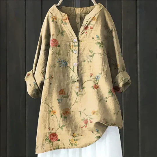 Floral long sleeve tunic, back view