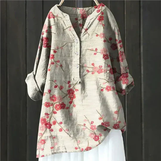 Floral V-neck tunic, styled view