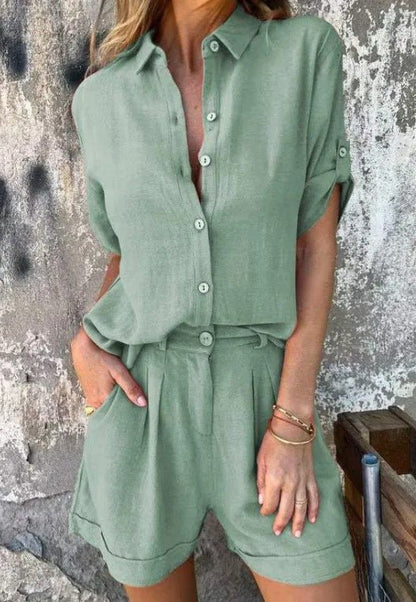 Phoebe | Linen Top & Shorts Summer Set
