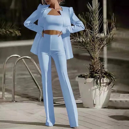 Valerie | Fitted Blazer, Crop Top and High-Waist Trousers Set