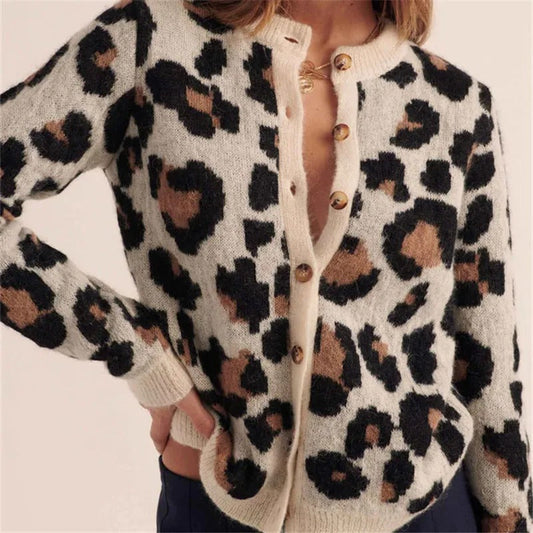 Ottilie leopard button-front sweater for women