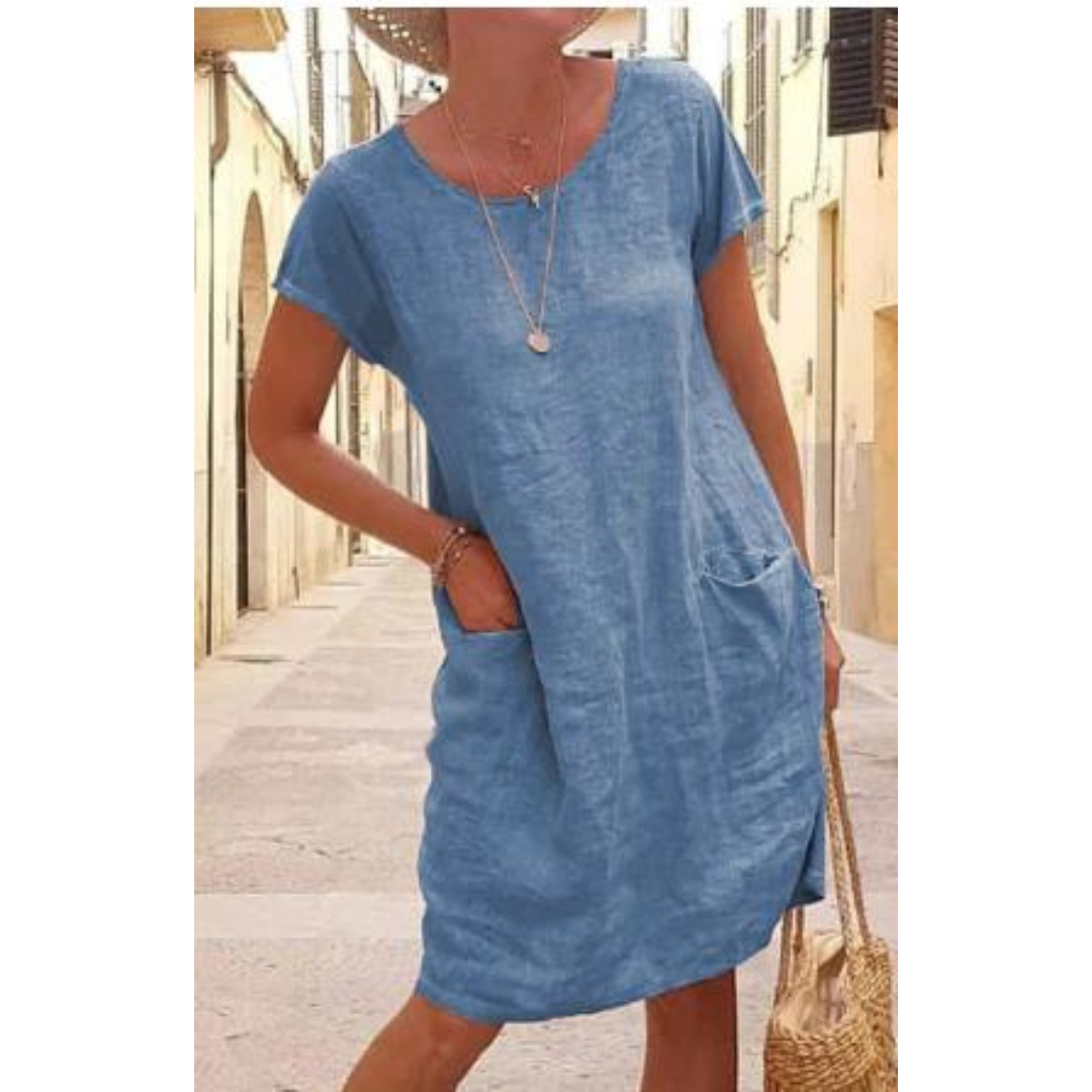 Marisanne | Short Sleeve Knee-Length T-Shirt Dress with Pockets