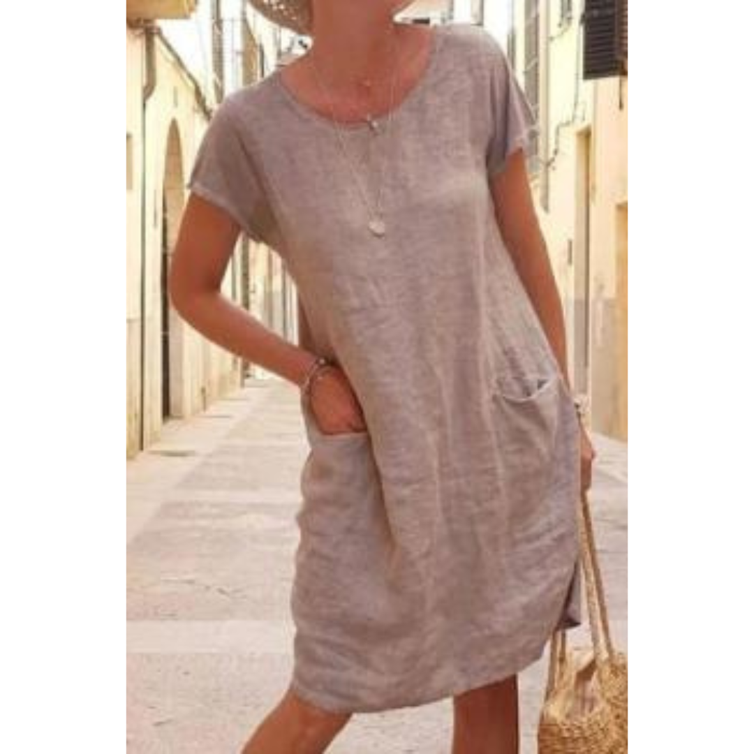 Marisanne | Short Sleeve Knee-Length T-Shirt Dress with Pockets