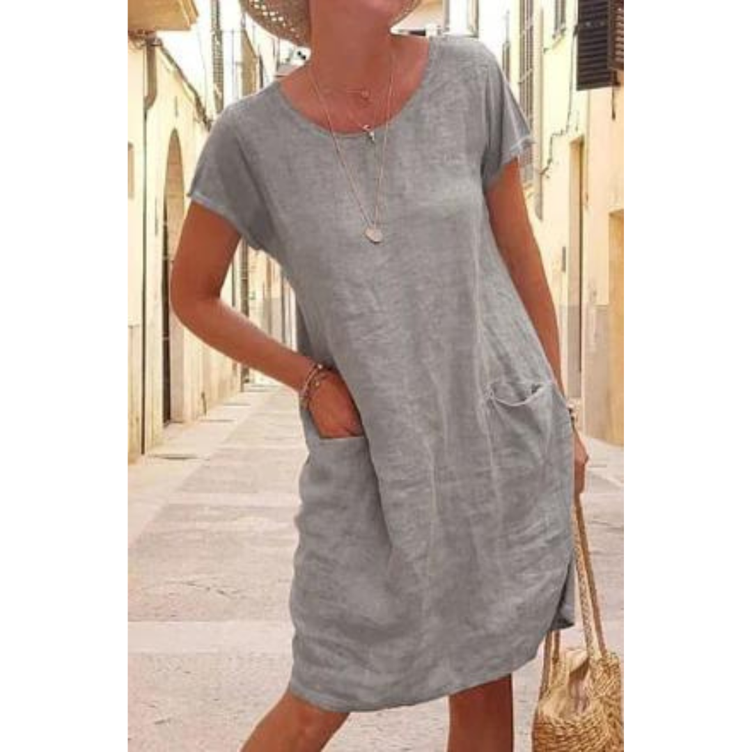 Marisanne | Short Sleeve Knee-Length T-Shirt Dress with Pockets