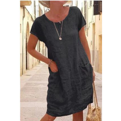 Marisanne | Short Sleeve Knee-Length T-Shirt Dress with Pockets