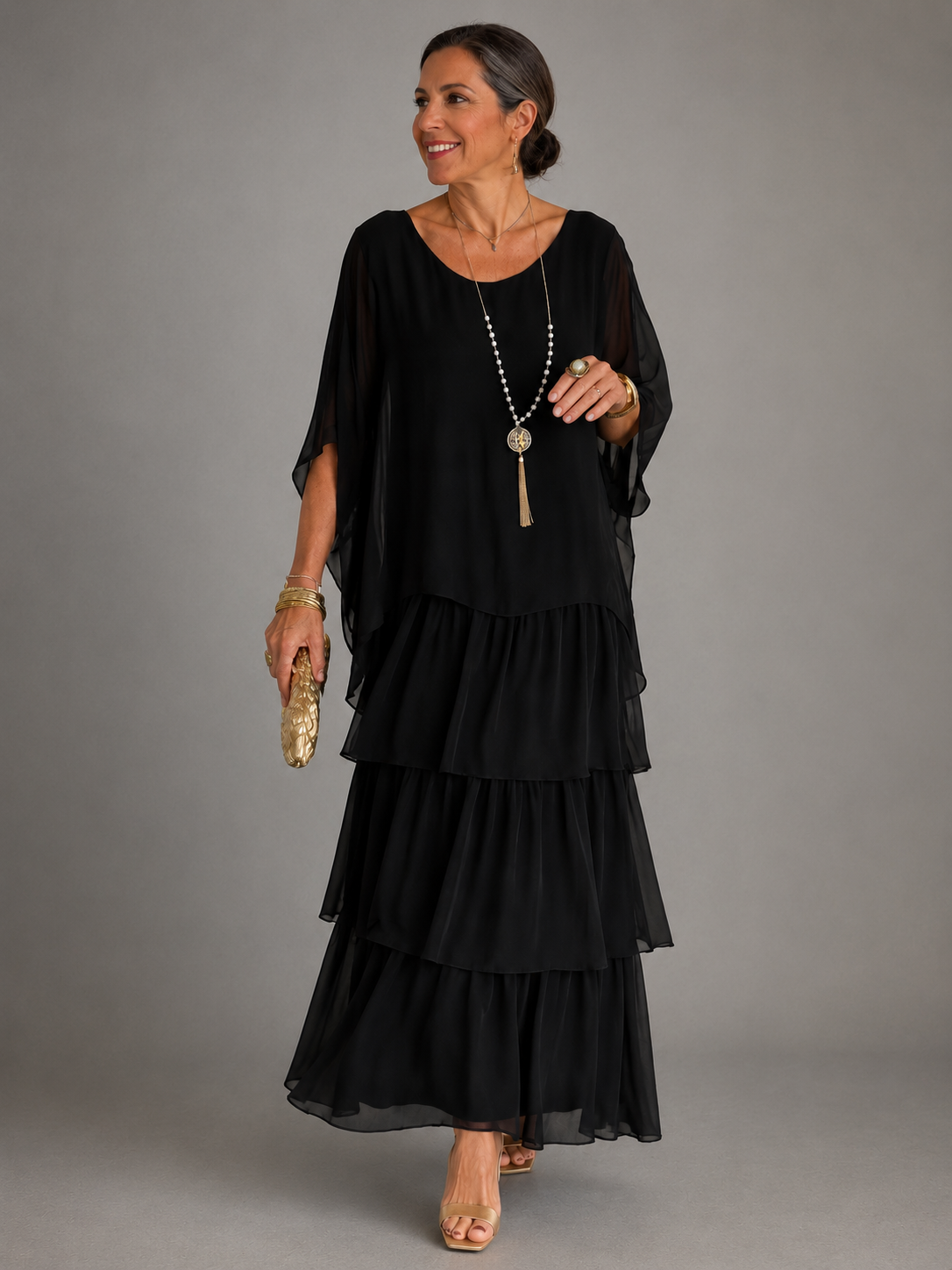 Cerys women's layered flowing maxi dress