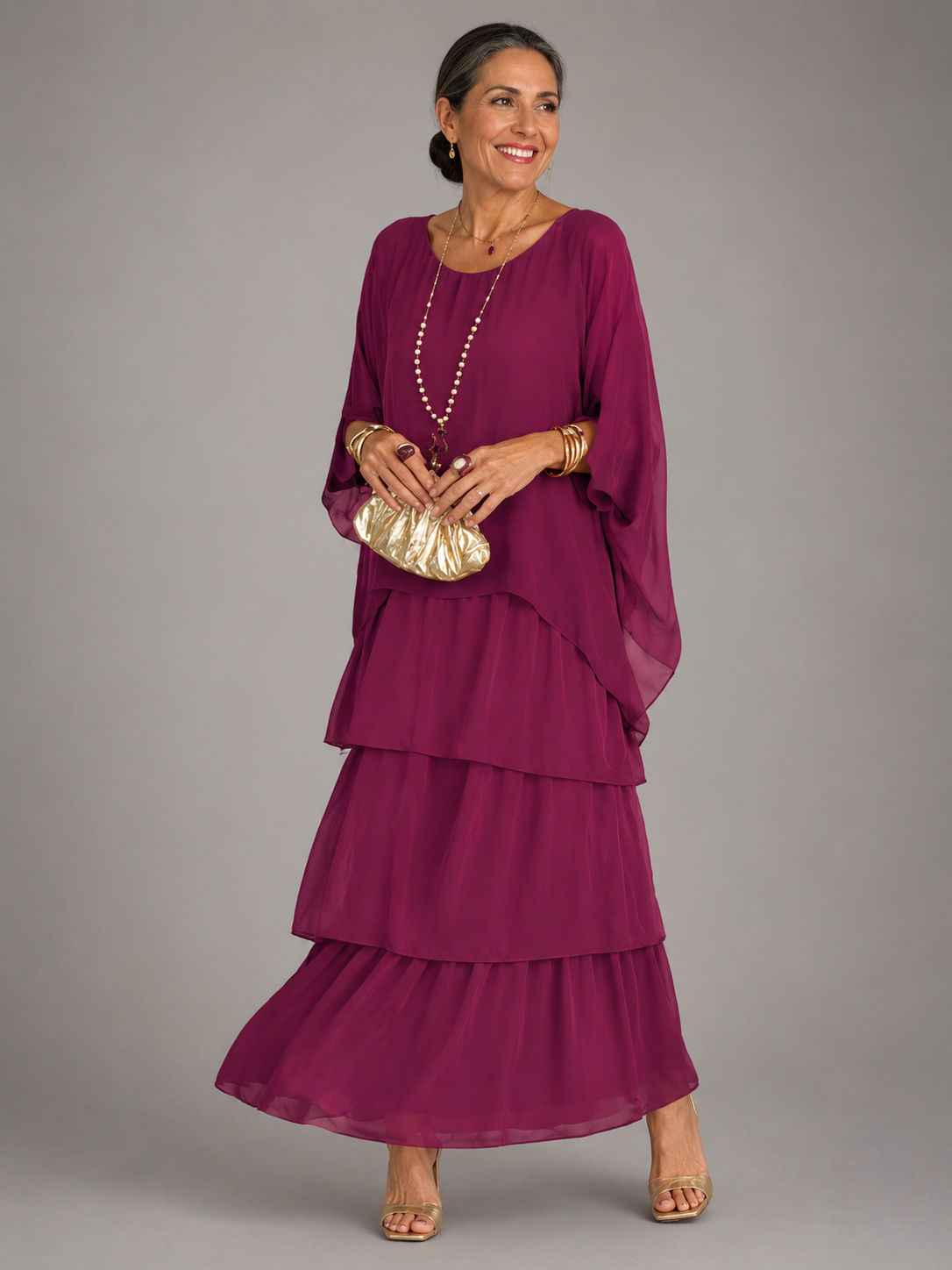 Cerys women's layered flowing maxi dress