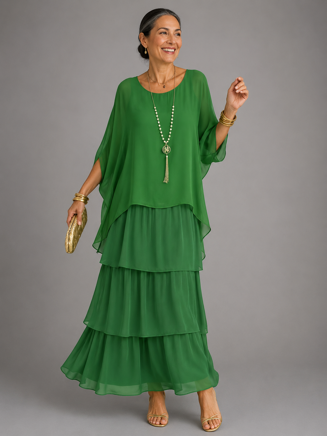 Cerys women's layered flowing maxi dress