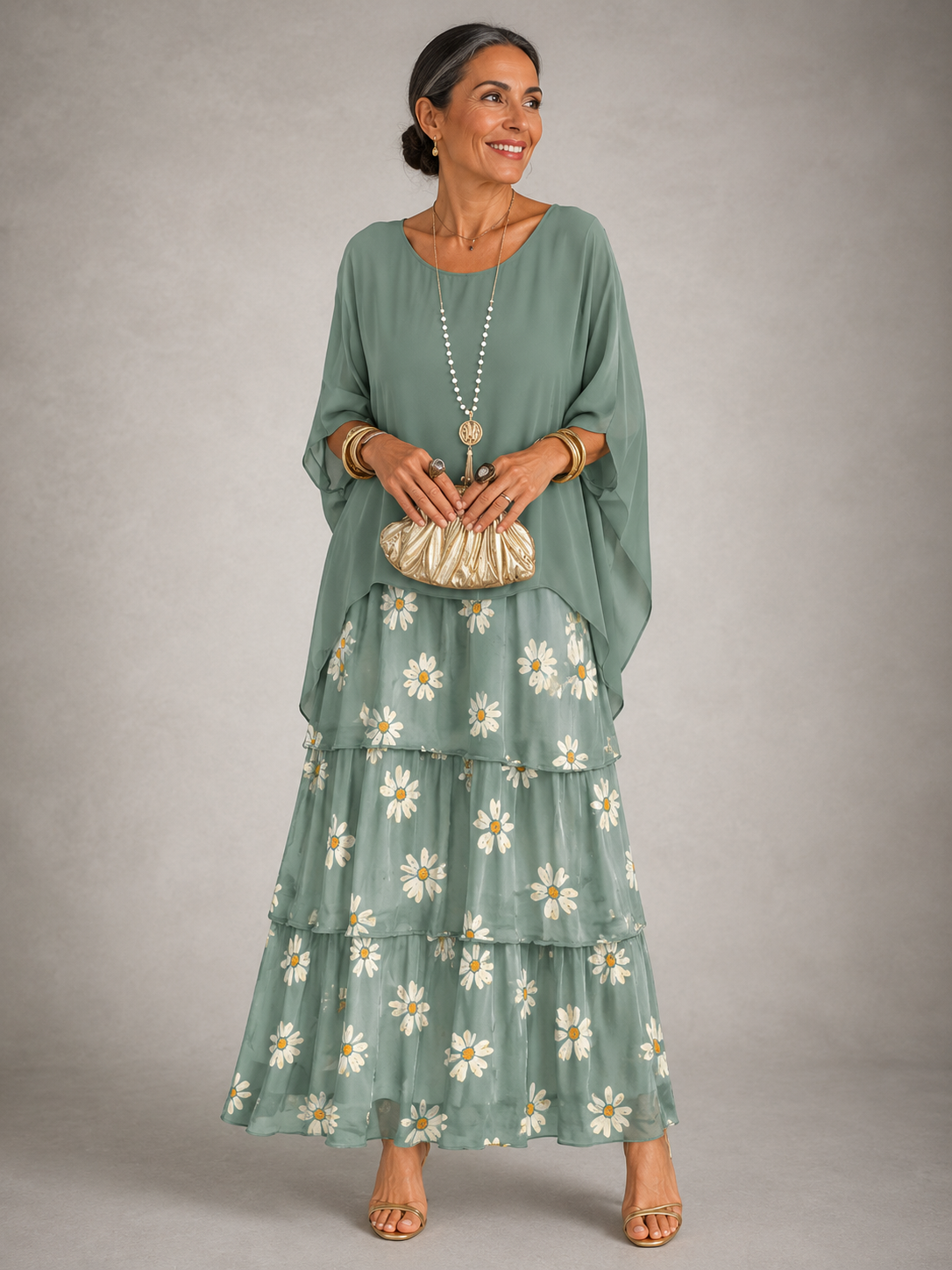 Cerys women's layered flowing maxi dress