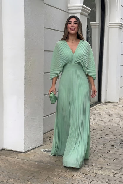 Maxi gown showing long flowing sleeve detail
