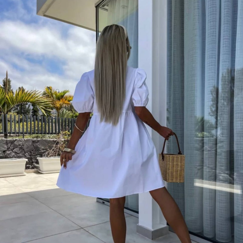 Light blue A-line midi dress