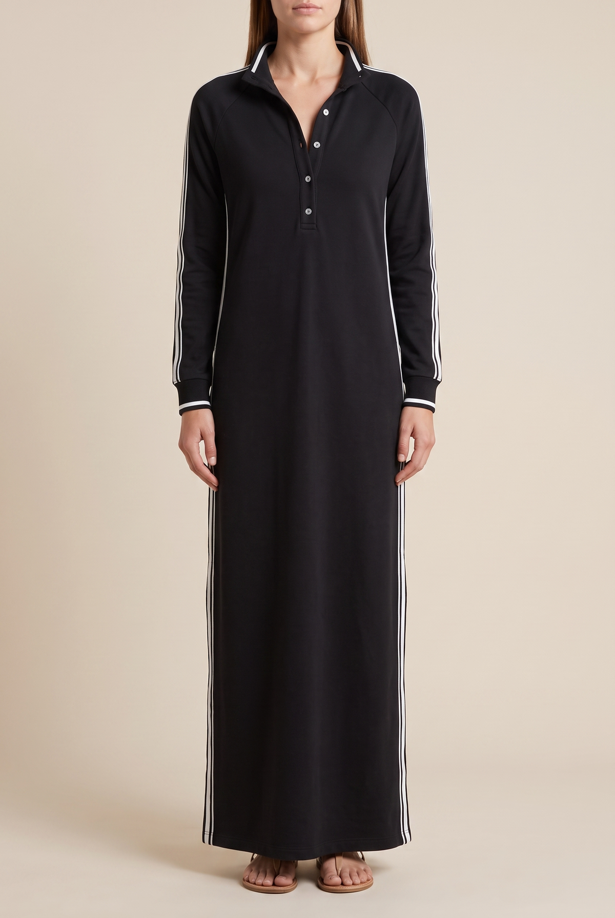 Collared sweatshirt maxi dress for women