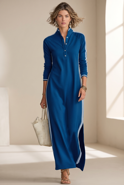 Collared sweatshirt maxi dress for women view 13