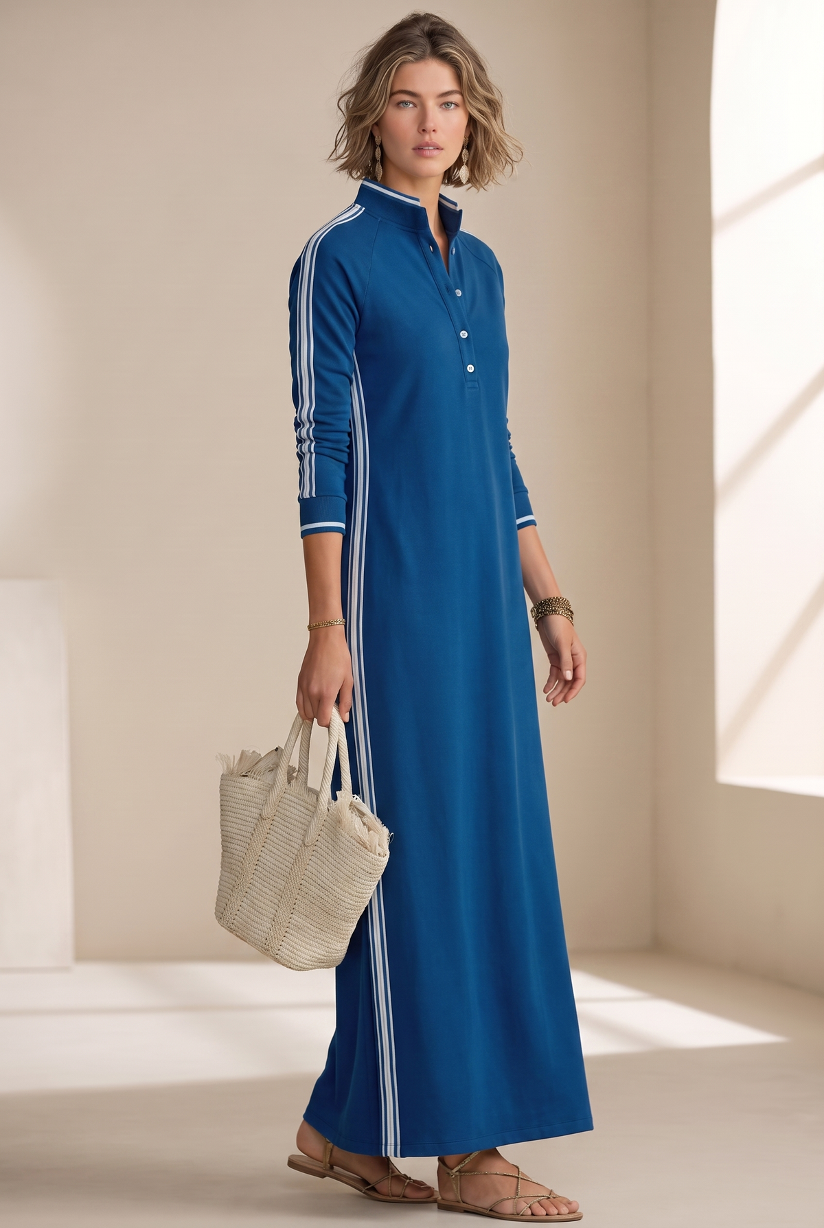 Collared sweatshirt maxi dress for women view 14