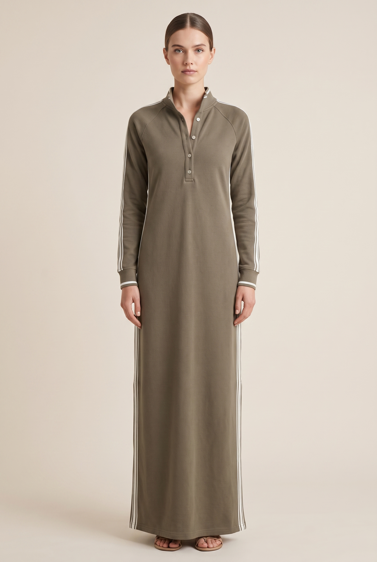 Collared sweatshirt maxi dress for women view 5