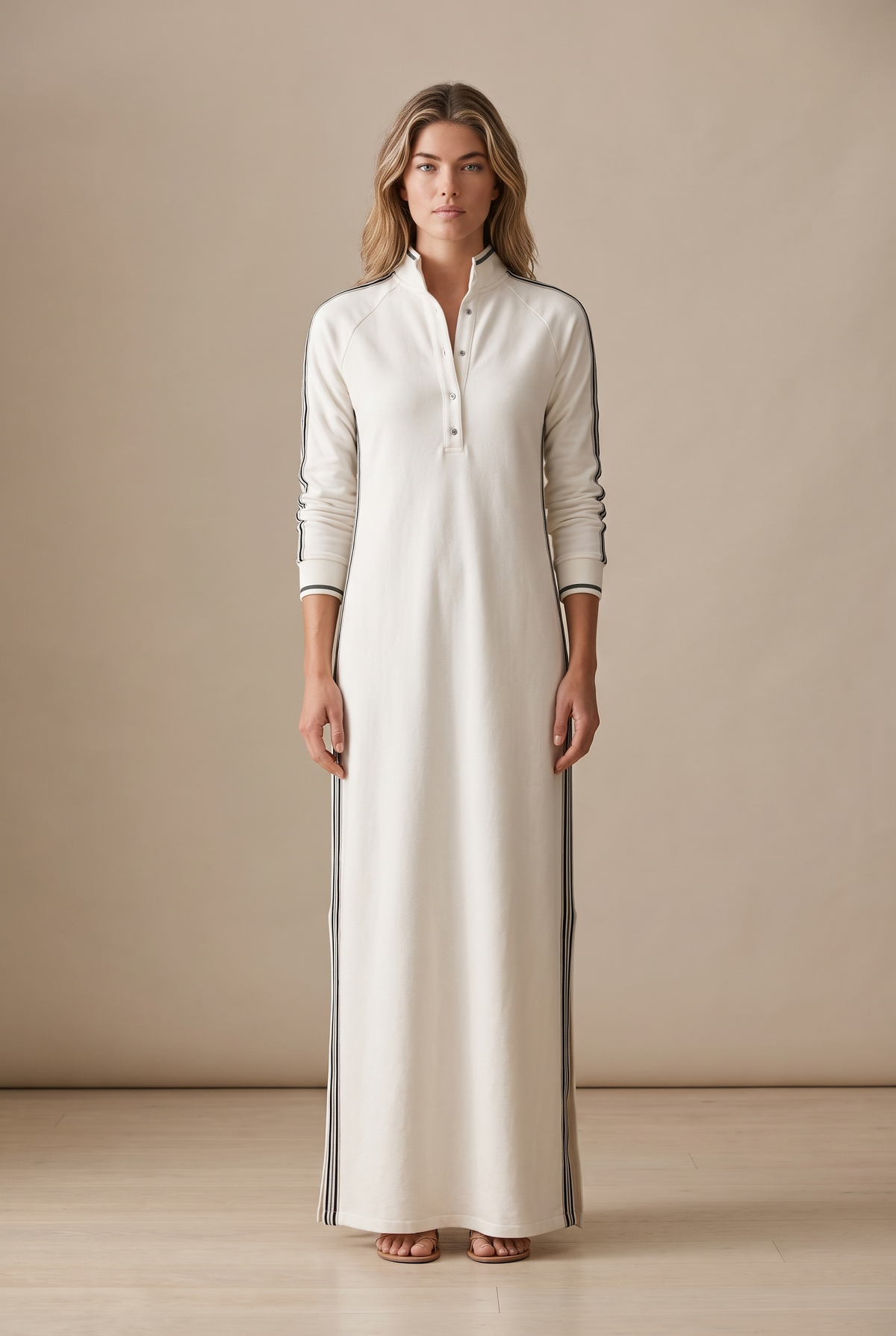 Collared sweatshirt maxi dress for women view 9