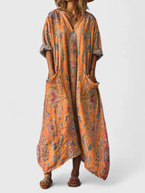 Boho paisley cocoon maxi dress, front view