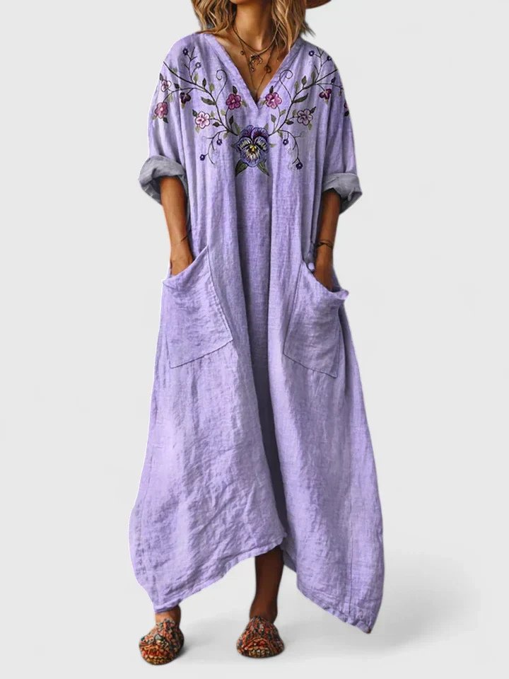 Boho paisley cocoon maxi dress, styled view