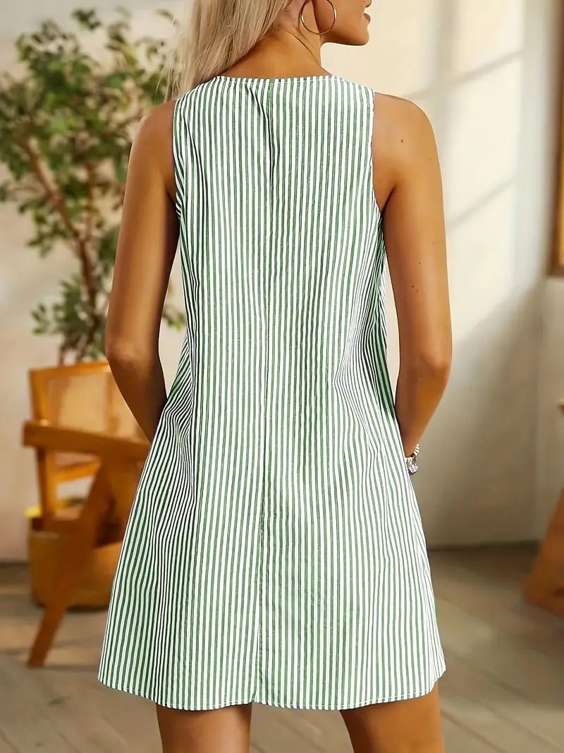 Talia striped summer mini dress styled outfit
