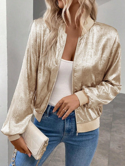 Thessaly | High-Neck Cropped Bomber Jacket