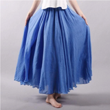 Tiered flowy maxi skirt, front view