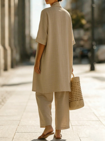 Sylvie | Minimalist Three-Piece Vest Cardigan & Pants Set