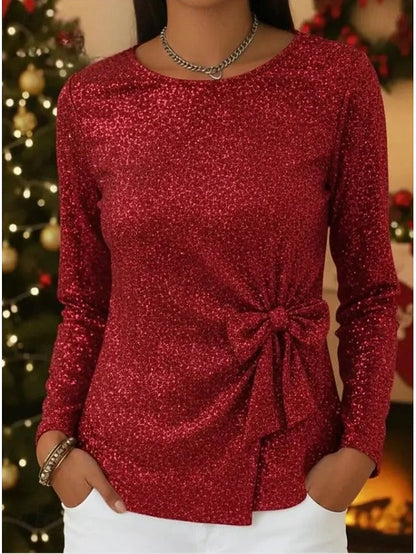 Dressy twist-front blouse in red