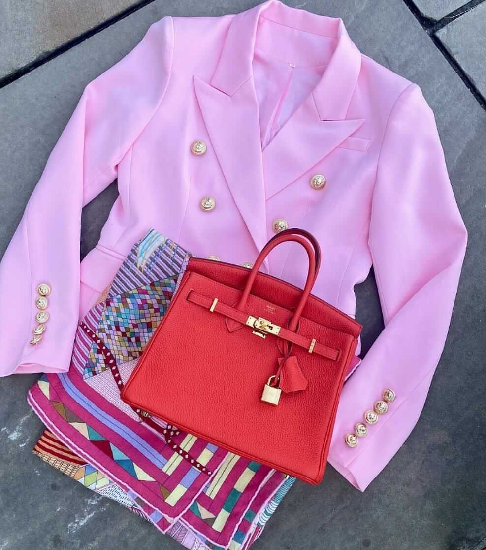 Double-breasted tailored blazer, further angle