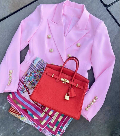 Double-breasted tailored blazer, further angle