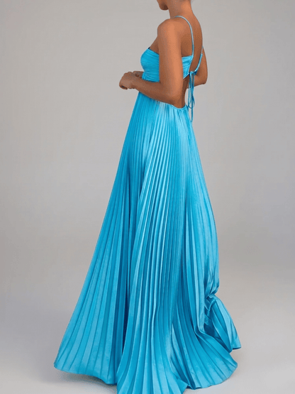 Pernilla | Backless Pleated Cut-Out Maxi Dress