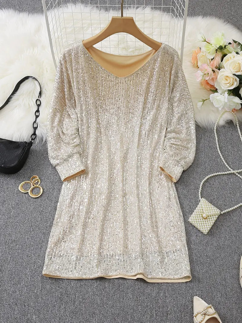 Célestine | Contrast Sequin Party Dress