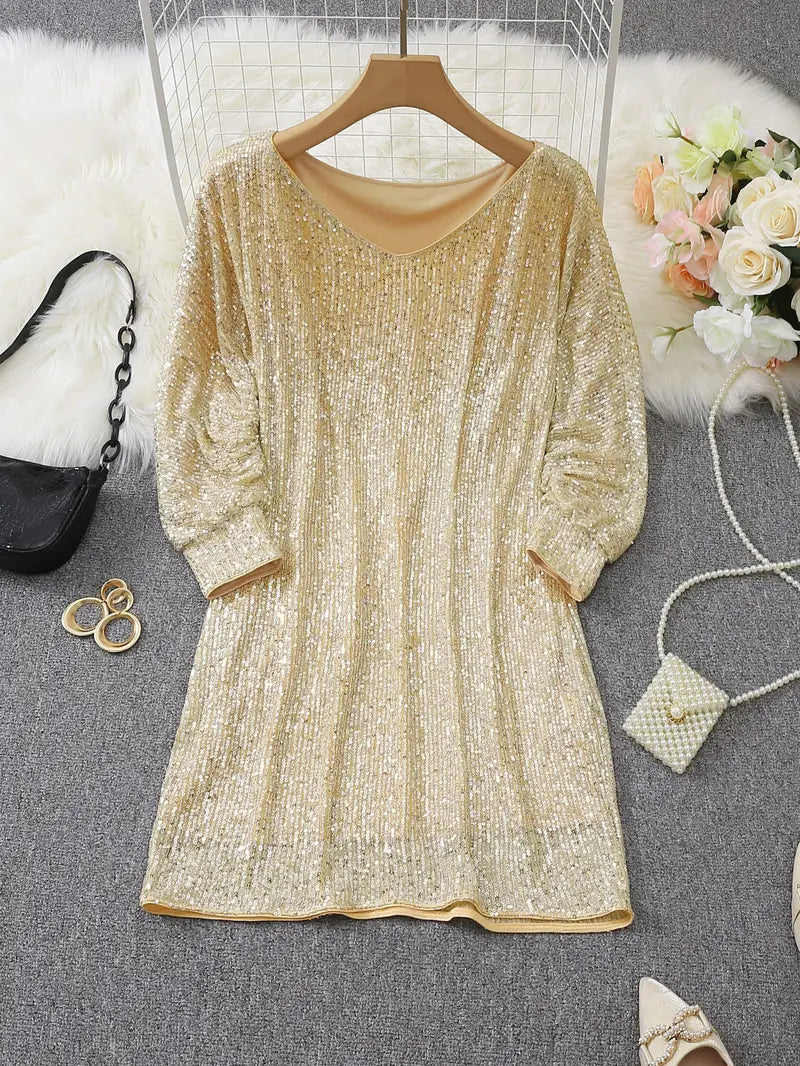 Célestine | Contrast Sequin Party Dress