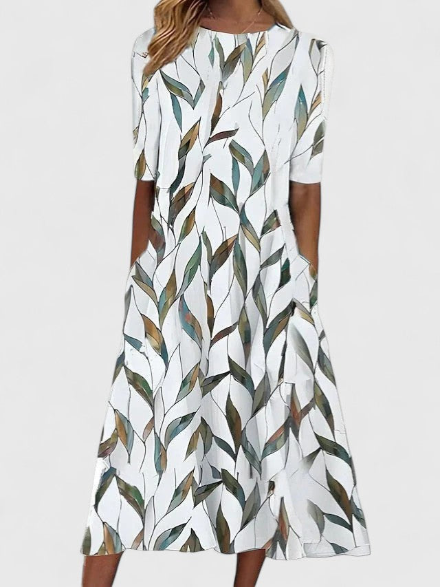 Elmira | Floral Midi Summer Dress with Pockets