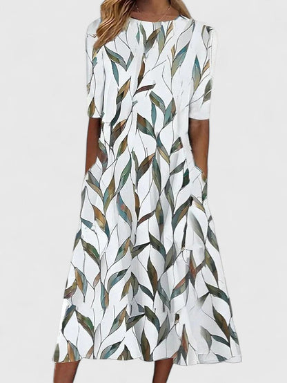 Elmira | Floral Midi Summer Dress with Pockets