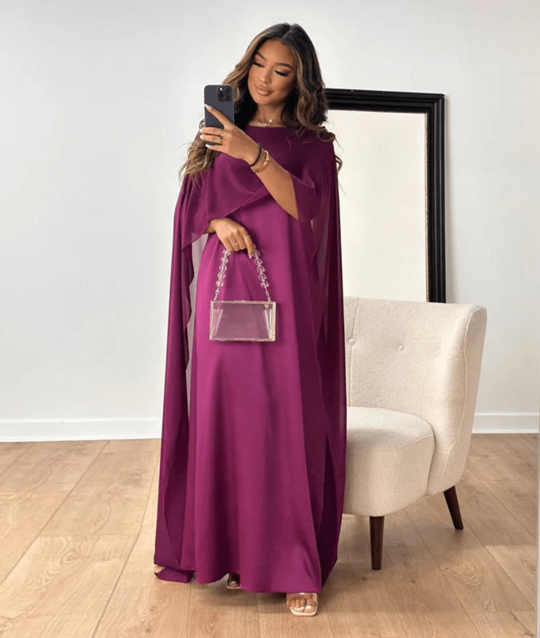 Cream satin evening maxi dress