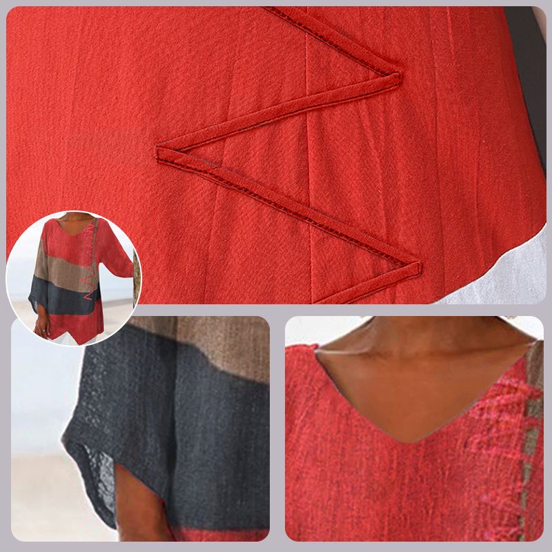 V-neck colour-block tunic, back view