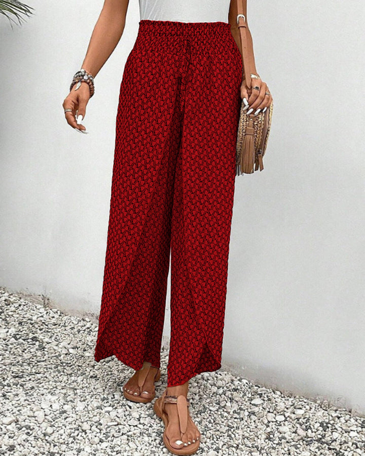 Olivia | Wide Leg Flowy Printed Pants