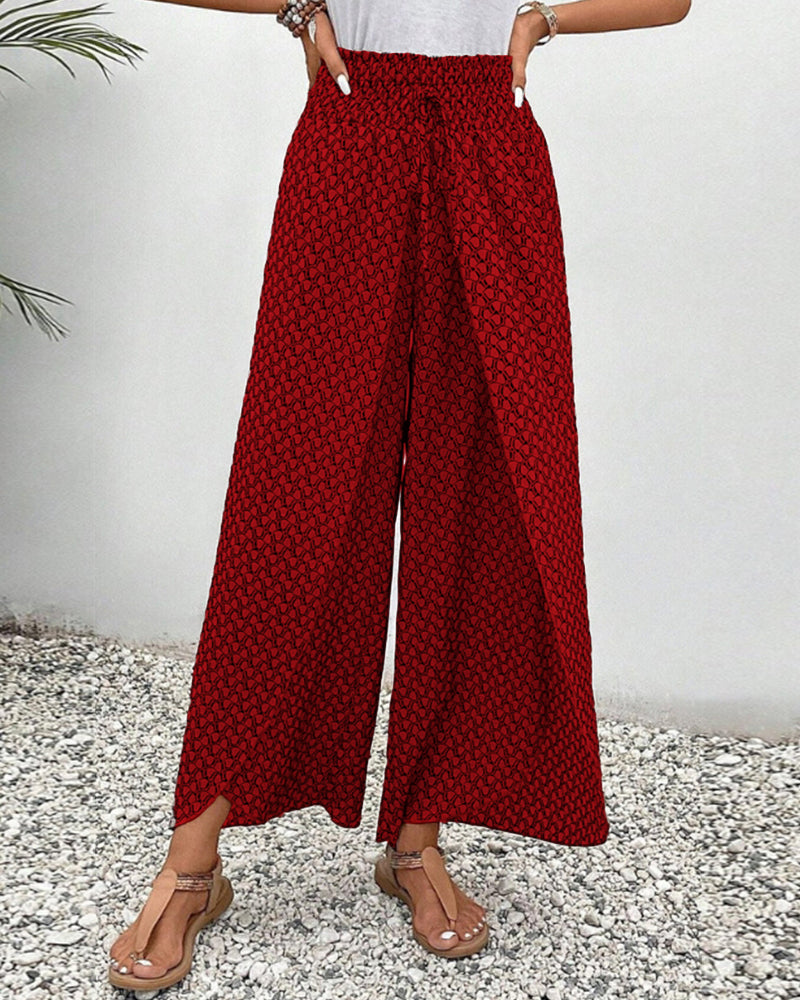 Olivia | Wide Leg Flowy Printed Pants